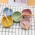 Amazon Microwave Safe Marble Lid Bpa Free Kid Travel Snack Food Rice Soup Feeding Silicone Suction Spoon Set Baby Silicon Bowl